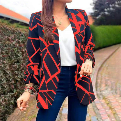 Damen Blazer mit modernem geometrischen Muster und lässiger Passform Stalluxe