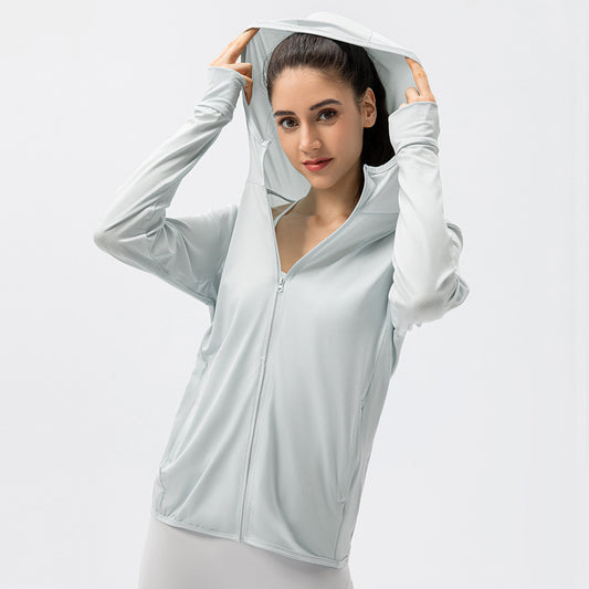 Damen Atmungsaktive Sportjacke mit Kapuze und Reißverschluss Stalluxe