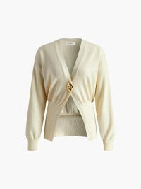 Damen Eleganter und lässiger Cardigan mit tiefem Ausschnitt und Schmuckknopf Stalluxe