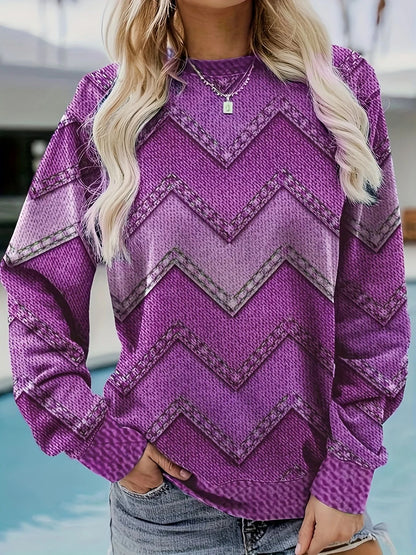Damen Sweatshirt mit markantem Denim-Zickzack-Muster Stalluxe