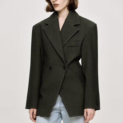 Damen Modischer Oversized Blazer mit doppelter Knopfleiste und strukturiertem Stoff Stalluxe