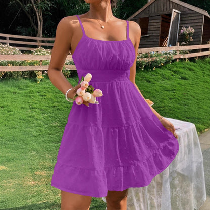 Damen Sommerkleid mit Rüschen und verstellbaren Spaghettiträgern Stalluxe