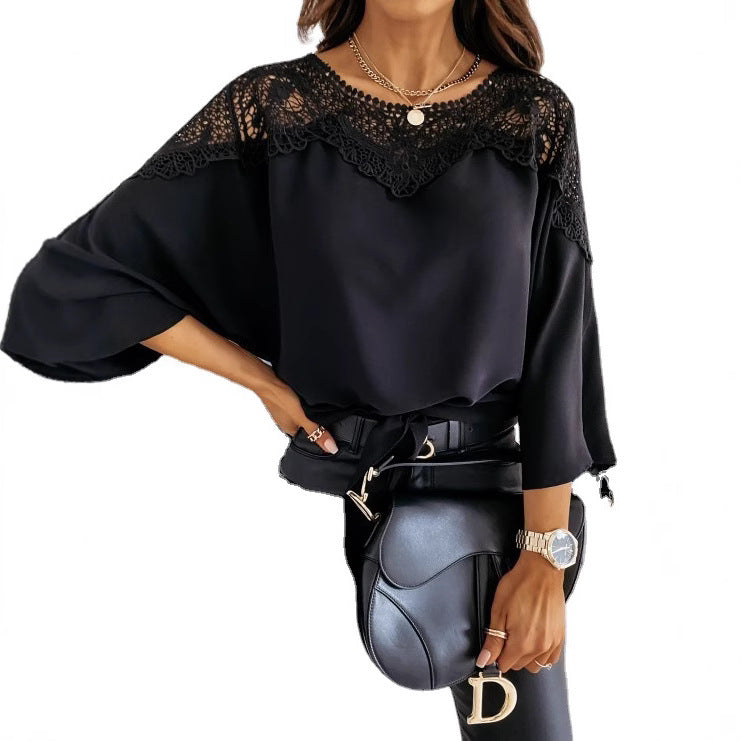Damen Bluse mit Spitzendetails und lässigem Schnitt Stalluxe