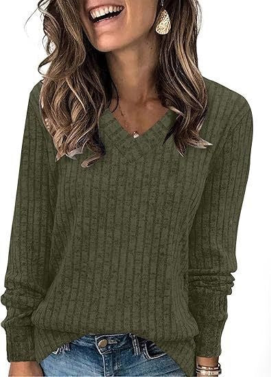 Damen Strickpullover mit V-Ausschnitt und strukturiertem Rippendesign Stalluxe