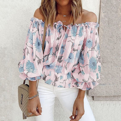 Damen romantische Bluse mit floralem Muster und Volantärmel Stalluxe
