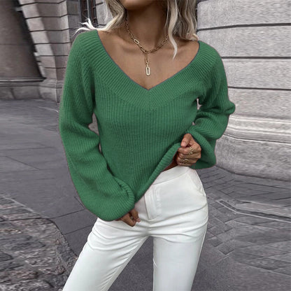 Damen Strickpullover mit V-Ausschnitt und weitem Ärmel Stalluxe