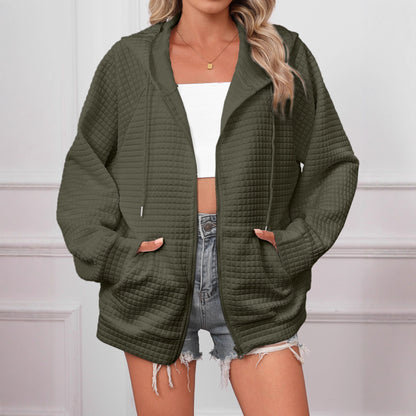 Damen Oversized Kapuzenjacke aus strukturiertem Material Stalluxe