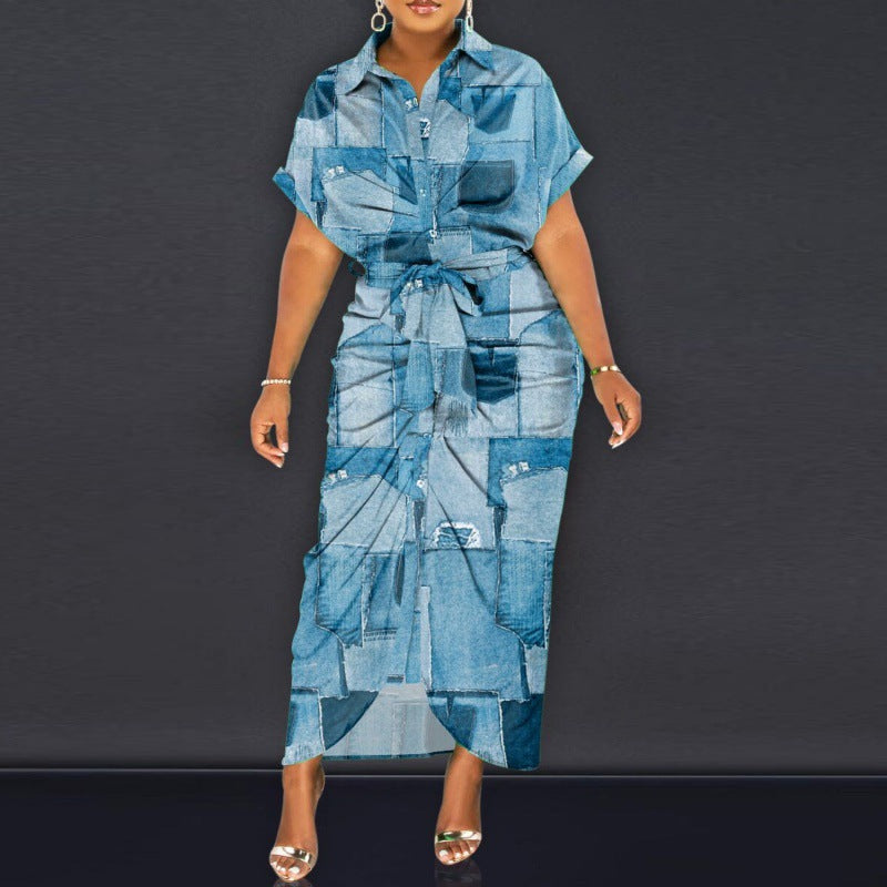 Damen Denim Hemdkleid mit Gürteldetail und seitlichen Schlitzen Stalluxe