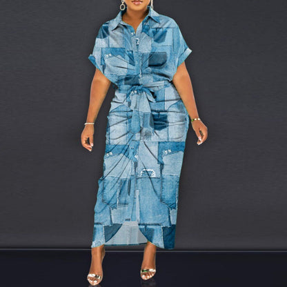 Damen Denim Hemdkleid mit Gürteldetail und seitlichen Schlitzen Stalluxe