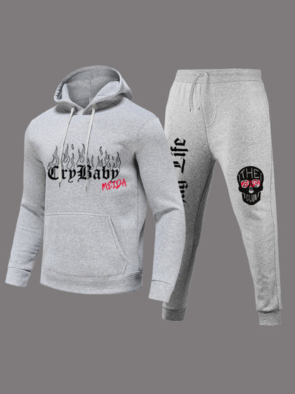 Damen Sportliches Hoodie und Jogginghose Set mit kreativem Aufdruck Stalluxe
