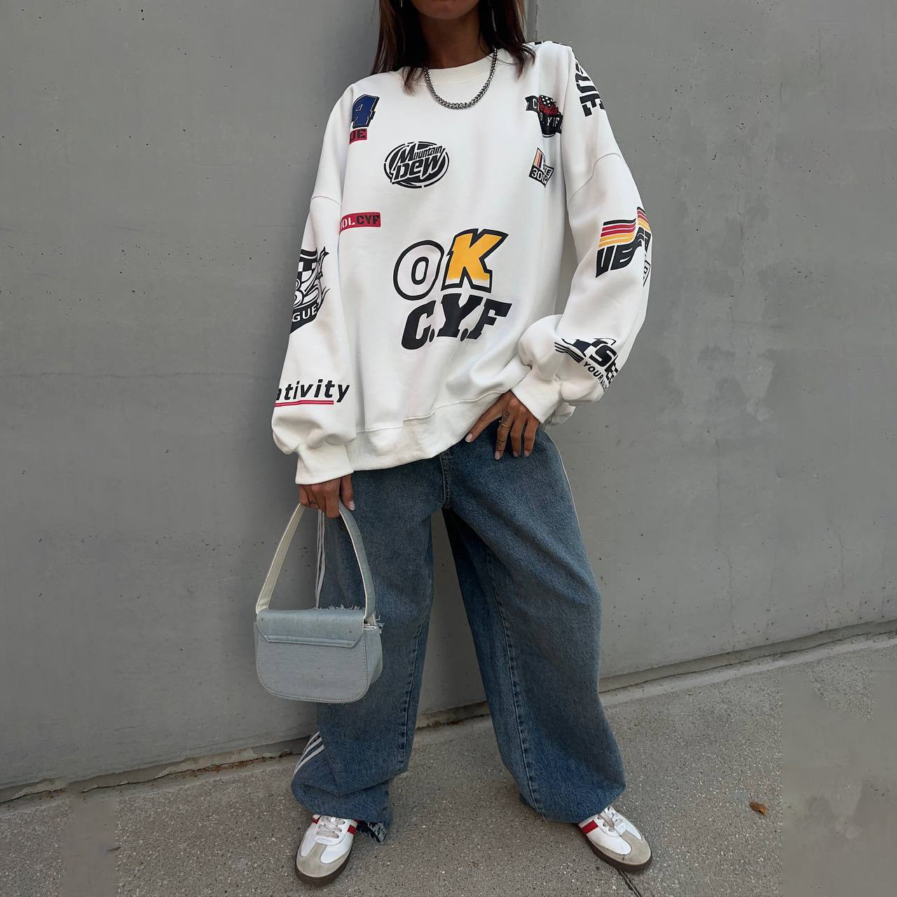 Damen Oversized Sweatshirt mit auffälligem Grafikdesign und lässigem Schnitt Stalluxe