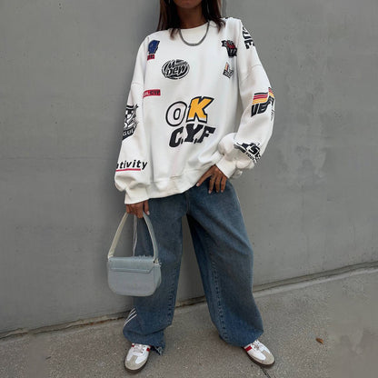 Damen Oversized Sweatshirt mit auffälligem Grafikdesign und lässigem Schnitt Stalluxe