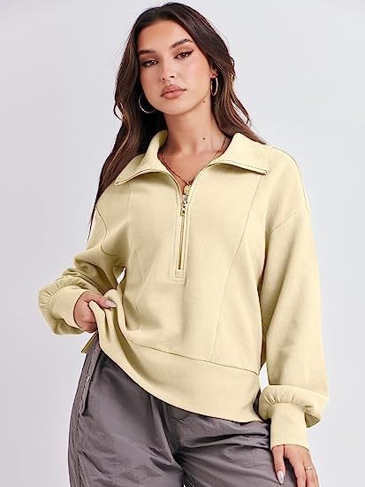 Damen Sportlicher Pullover mit Stehkragen und halbem Reißverschluss Stalluxe