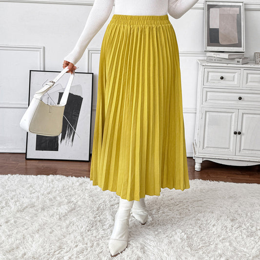 Damen Plissierter Midirock mit elastischem Bund und fließendem Schnitt Stalluxe