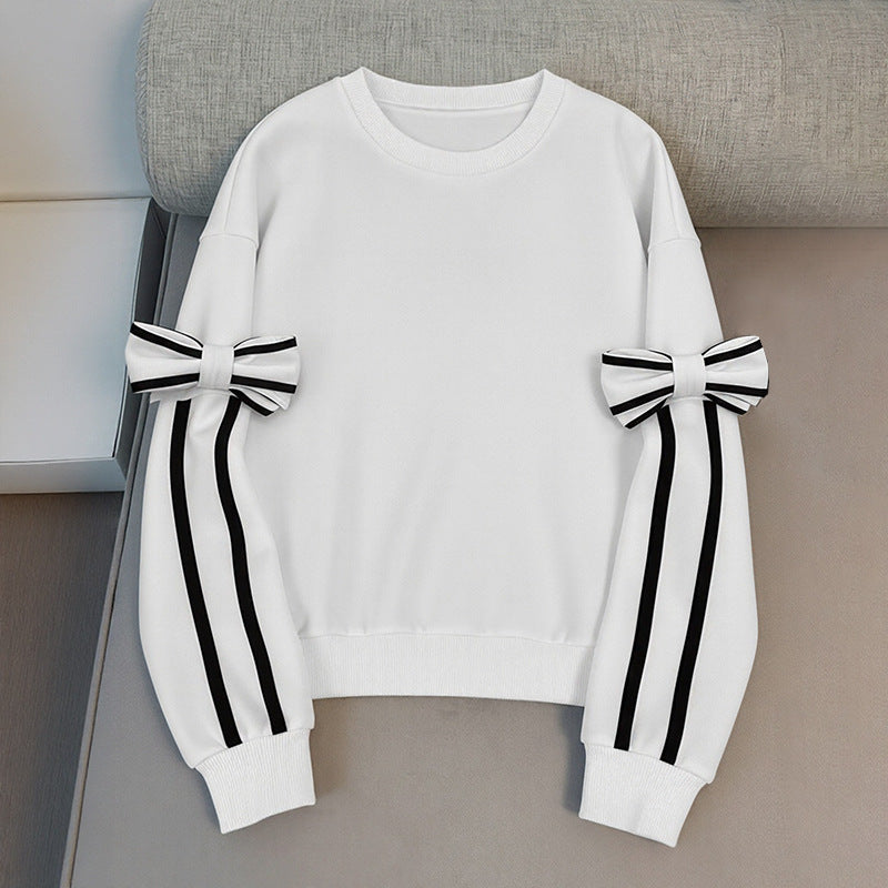 Damen modisches Sweatshirt mit eleganten Schleifenärmeln Stalluxe