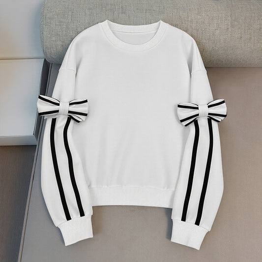 Damen modisches Sweatshirt mit eleganten Schleifenärmeln Stalluxe