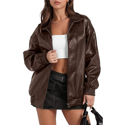 Damen lässige Oversized-Jacke mit elastischen Bündchen und modernem Schnitt Stalluxe