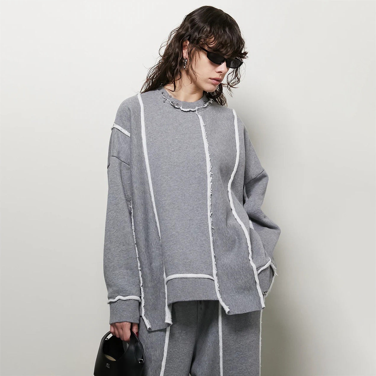 Damen Oversized Sweatshirt mit lässigem Schnitt und trendigen Designelementen Stalluxe Hellgrau