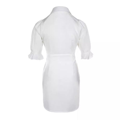 Damen Hemdblusenkleid mit Knopfdetails und voluminösen Ärmeln Stalluxe