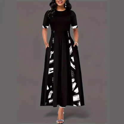 Damen Maxikleid mit künstlerischem Muster und praktischen Taschen Stalluxe