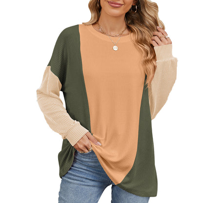 Damen oversized Pullover mit strukturiertem Rippdesign und modernen Farbblockakzenten Stalluxe