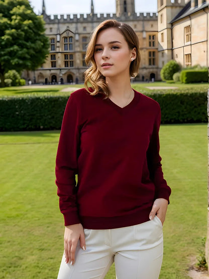 Damen lässiger V-Ausschnitt Pullover mit modernen Rippdetail Stalluxe