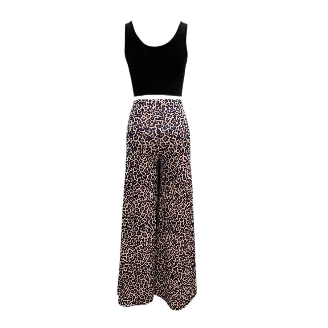Damen weite Palazzohosen mit Leopardenmuster Stalluxe