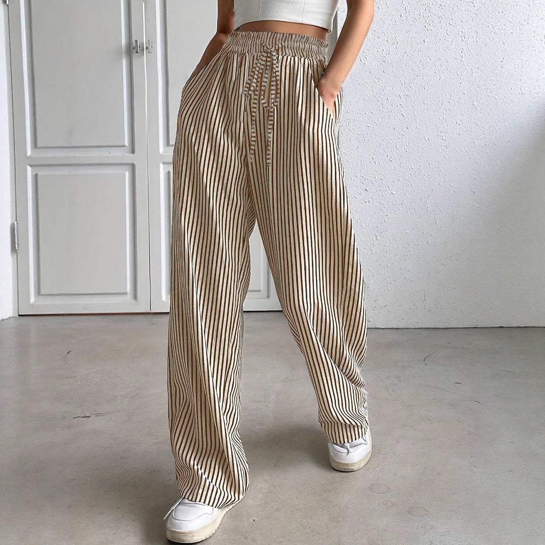 Damen Weite Streifenhose mit elastischem Bund und praktischen Taschen Stalluxe