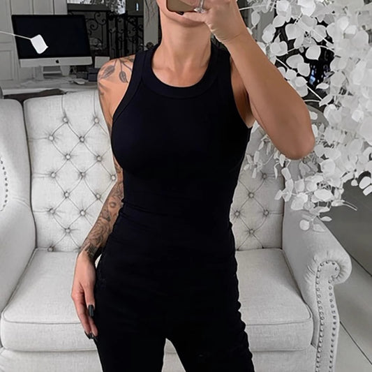 Damen ärmelloses Basic Top mit figurbetonendem Schnitt Stalluxe
