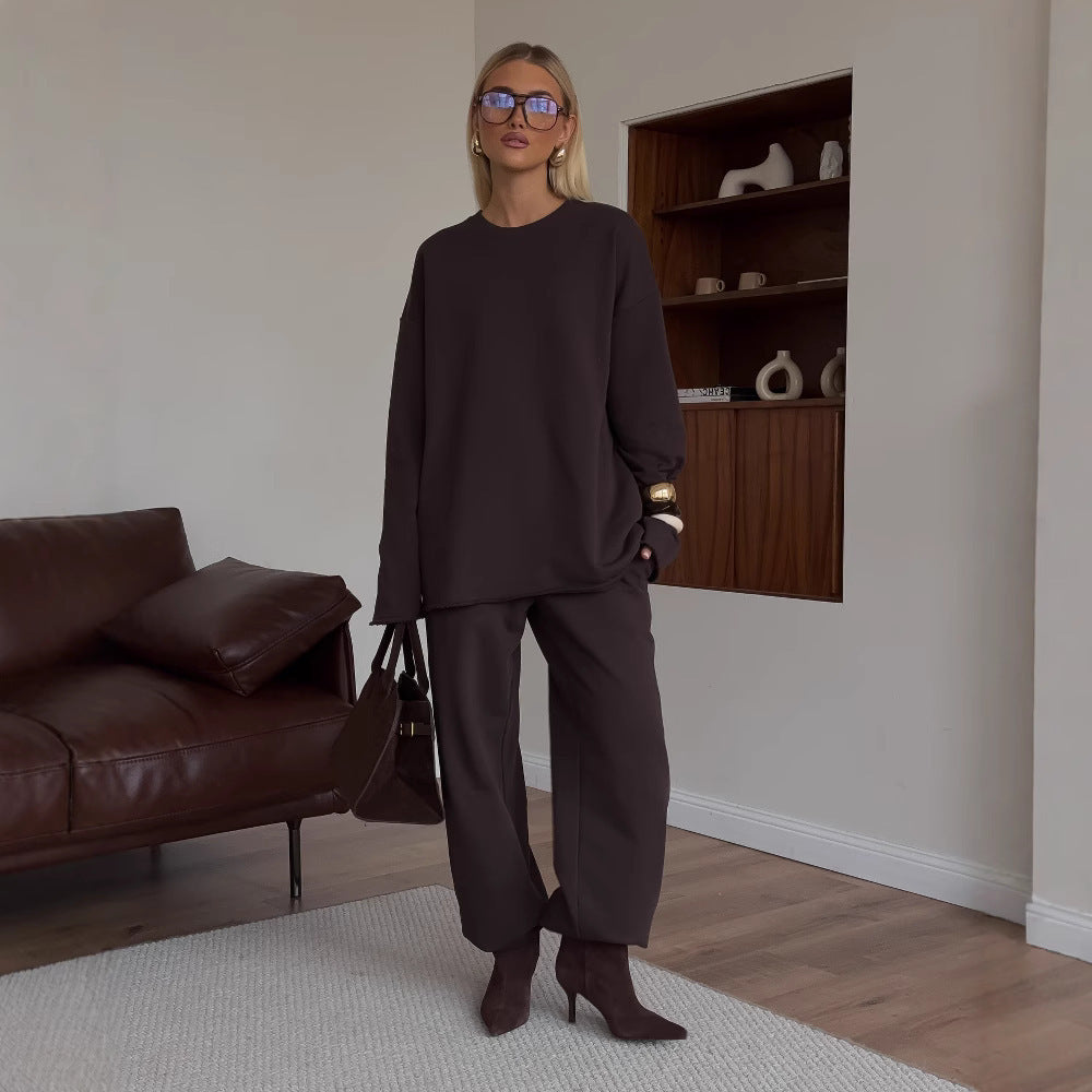 Damen Bequemer und stylischer Oversize Sweat-Anzug mit elastischem Bund Stalluxe