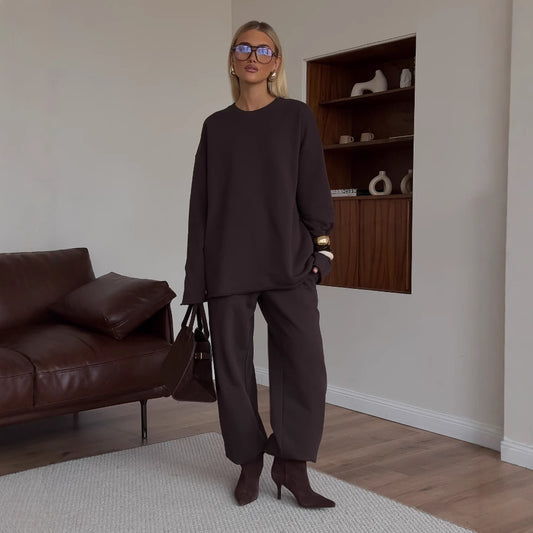 Damen Bequemer und stylischer Oversize Sweat-Anzug mit elastischem Bund Stalluxe