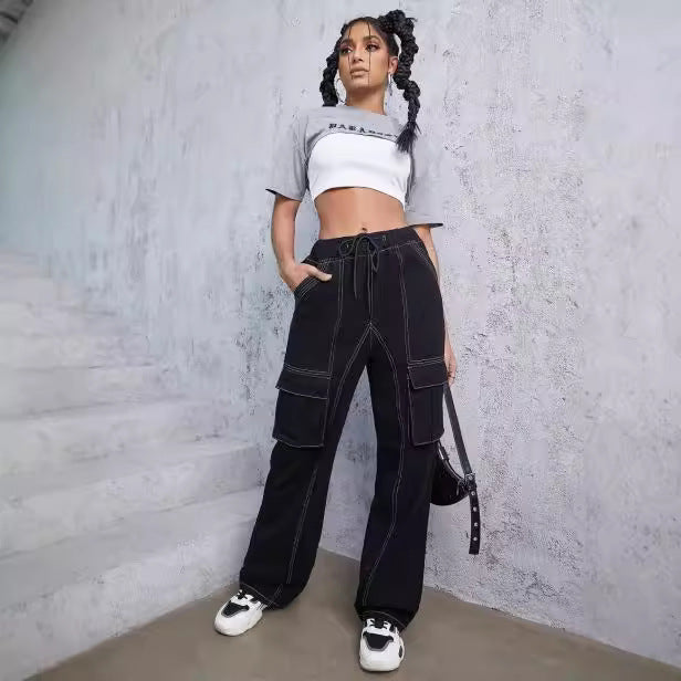 Damen Cargo-Hose mit weitem Bein und praktischen Seitentaschen Stalluxe