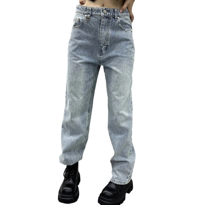 Damen Wide-Leg-Jeans mit Destroyed-Details und hohem Bund Stalluxe