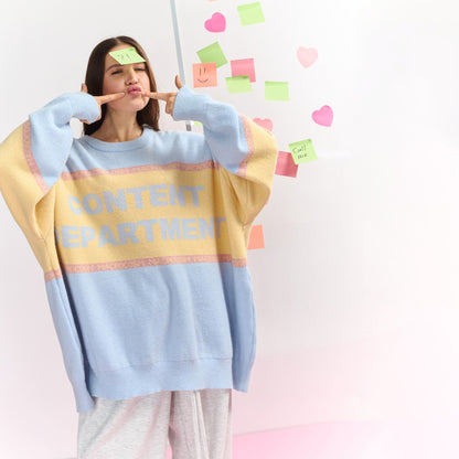 Damen Oversized Pullover mit kreativem Schriftzug Stalluxe