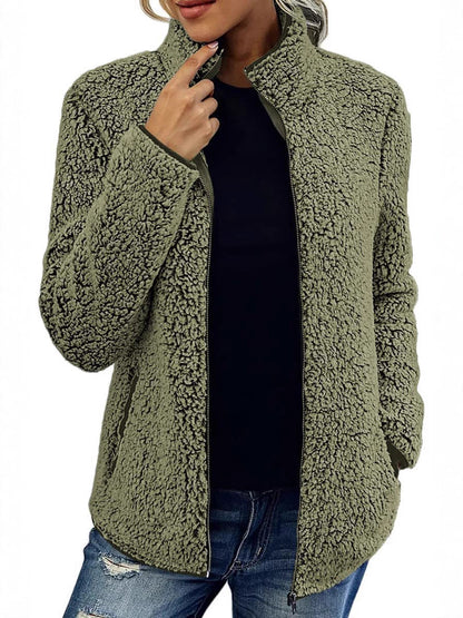 Damen Kuschelige Fleecejacke mit Stehkragen und Seitentaschen Stalluxe
