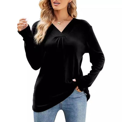 Damen V-Ausschnitt Langarmshirt mit asymmetrischem Schnitt Stalluxe