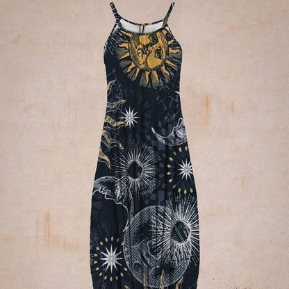 Damen entspanntes Jumpsuit mit grafischem Print und verstellbaren Trägern Stalluxe