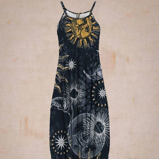 Damen entspanntes Jumpsuit mit grafischem Print und verstellbaren Trägern Stalluxe