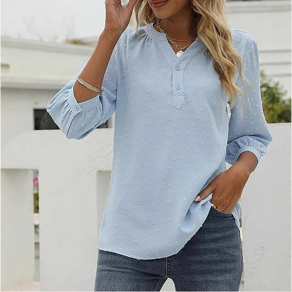 Damen Bluse mit feiner Struktur und Knopfleiste Stalluxe