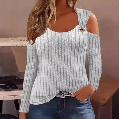 Damen elegantes Oberteil mit Off-Shoulder-Design und dekorativen Riemen Stalluxe