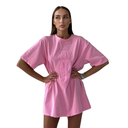 Damen Oversized T-Shirt mit kreativem Bärenmotiv Stalluxe