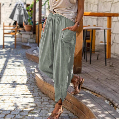 Damen bequeme und stylische Haremshose mit seitlichen Taschen Stalluxe