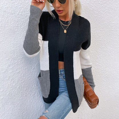Damen Strickjacke mit luftiger Netzstruktur und praktischen Taschen Stalluxe