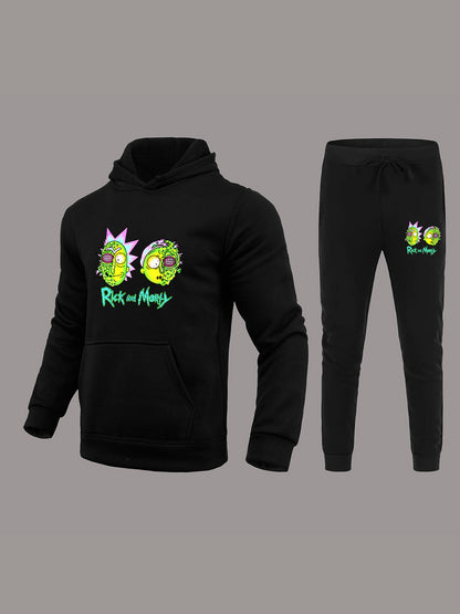 Damen Freizeit Hoodie und Jogginghose Set mit stylischem Cartoon-Druck Stalluxe