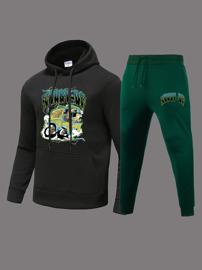 Herren Hoodie- und Jogginghose-Set mit avantgardistischem Grafikdesign und bequemer Passform Stalluxe