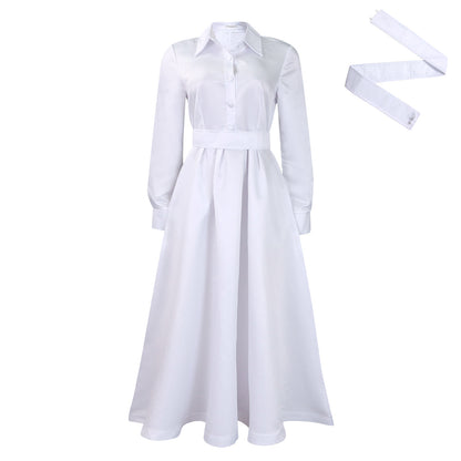 Damen Maxi-Kleid mit eleganter Knopfleiste und taillierbarem Gürtel Stalluxe