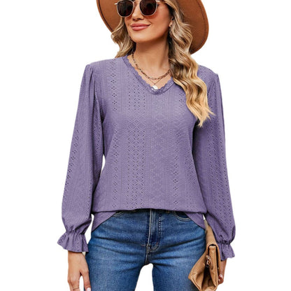 Damen elegantes Blusentop mit aufwendigem Lochmuster und lässigem Schnitt Stalluxe
