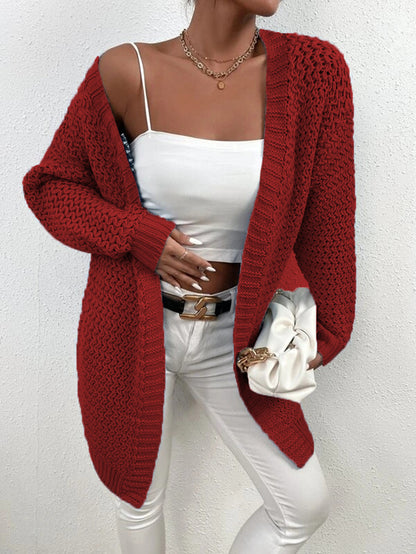Damen Strickjacke mit offenem Schnitt und luxuriösem Texturmuster Stalluxe