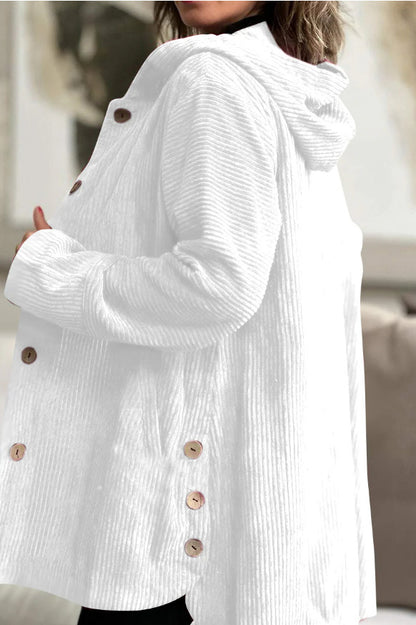 Damen Lässige cordjacke mit Kapuze und großen Knöpfen Stalluxe