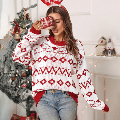 Damen Strickpullover mit festlichem Muster und Rundhalsausschnitt Stalluxe